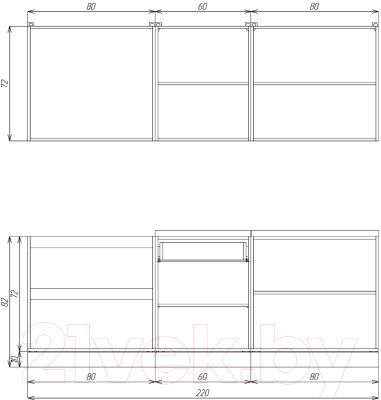 Кухонный гарнитур Eligard Lion 2.2 (ледяное дерево/дымчатый алмаз/королевский опал)