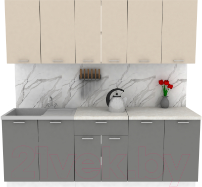 Кухонный гарнитур Eligard Lion 2.2 (персидский жемчуг/дымчатый алмаз/королевский опал) - фото