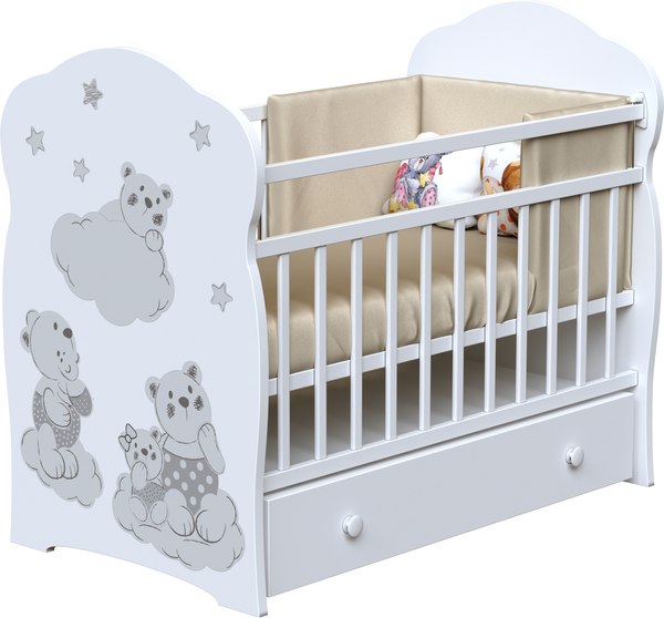 Детская кроватка VDK Timmy колесо-качалка с ящиком - фото