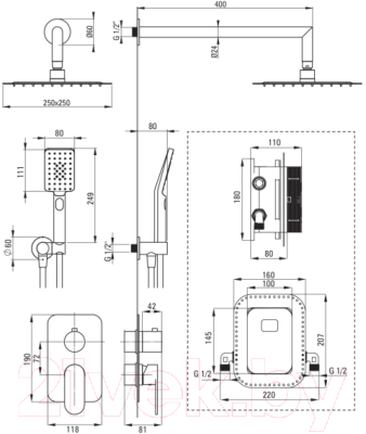 Душевая система со смесителем Deante Alpinia BXYZ0GAM
