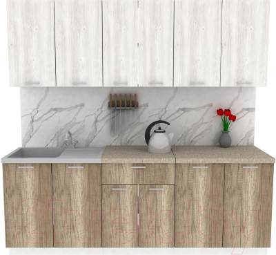 Кухонный гарнитур Eligard Lion 2.2 (сосна каньон/дуб каньон/малага) - фото