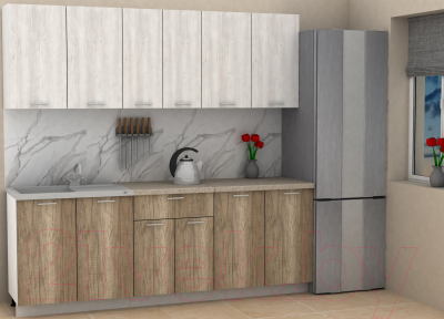 Кухонный гарнитур Eligard Lion 2.2 (сосна каньон/дуб каньон/малага)