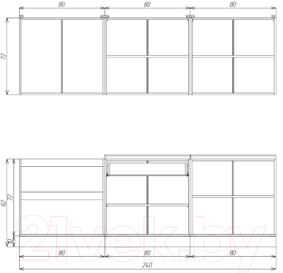 Кухонный гарнитур Eligard Lion 2.4 (белый структурный/дуб бунратти)