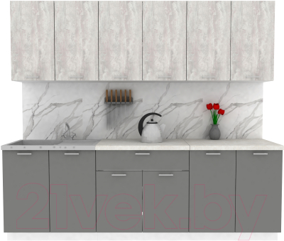 Кухонный гарнитур Eligard Lion 2.4 (ледяное дерево/дымчатый алмаз/королевский опал) - фото