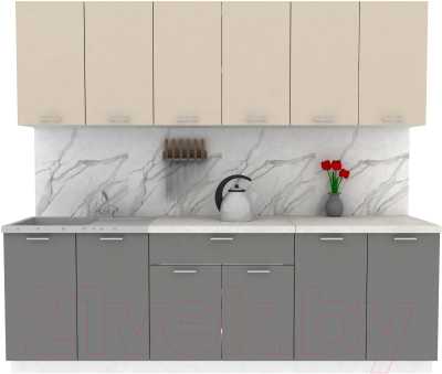 Кухонный гарнитур Eligard Lion 2.4 (персидский жемчуг/дымчатый алмаз/королевский опал) - фото