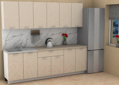 Кухонный гарнитур Eligard Lion 2.4 (персидский жемчуг/малага)