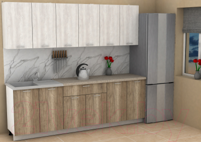 Кухонный гарнитур Eligard Lion 2.4 (сосна каньон/дуб каньон/малага)