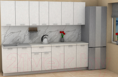 Кухонный гарнитур Eligard Lion 2.6 (белый структурный/дуб бунратти)