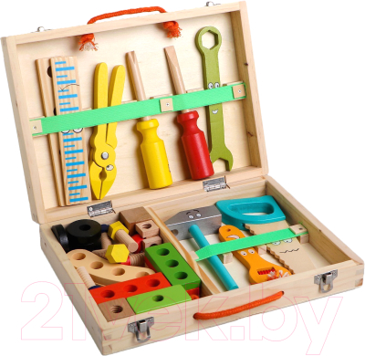 Набор инструментов игрушечный Sima-Land Набор плотника + конструктор в чемоданчике / 4725915 - фото