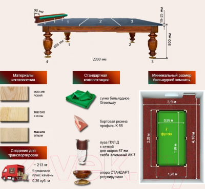 Бильярдный стол РуптуР Виконт / 210.00.07
