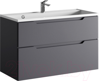 Тумба под умывальник Raval Wector 100 / Wct.01.100/P/A/MD (подвесная, антрацит) - фото