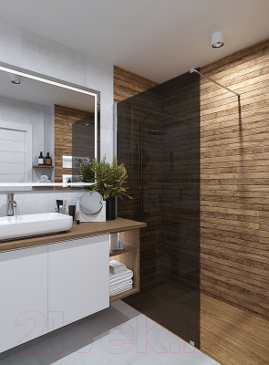 Душевая стенка Стеклоконтакт 8G-2000x895 (графит)