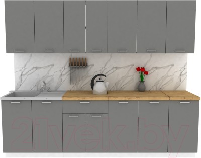 Кухонный гарнитур Eligard Lion 2.6 (дымчатый алмаз/дуб бунратти) - фото