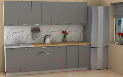 Кухонный гарнитур Eligard Lion 2.6 (дымчатый алмаз/дуб бунратти)