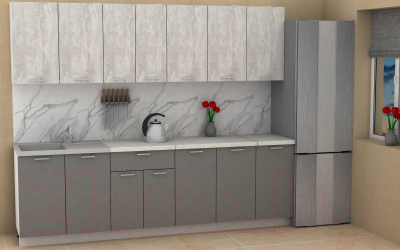 Кухонный гарнитур Eligard Lion 2.6 (ледяное дерево/дымчатый алмаз/королевский опал)