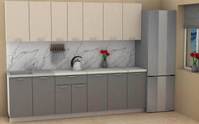 Кухонный гарнитур Eligard Lion 2.6 (персидский жемчуг/дымчатый алмаз/королевский опал)