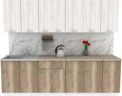 Кухонный гарнитур Eligard Lion 2.6 (сосна каньон/дуб каньон/малага) - фото