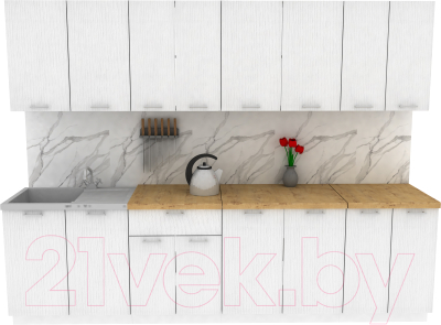 Кухонный гарнитур Eligard Lion 2.8 (белый структурный/дуб бунратти) - фото
