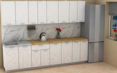 Кухонный гарнитур Eligard Lion 2.8 (белый структурный/дуб бунратти)