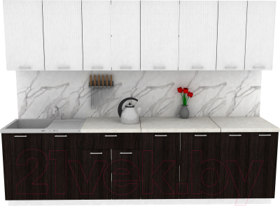 Кухонный гарнитур Eligard Lion 2.8 (белый структурный/дуб марбург/королевский опал) - фото