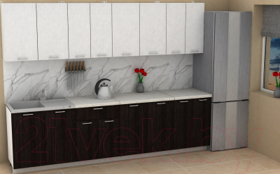 Кухонный гарнитур Eligard Lion 2.8 (белый структурный/дуб марбург/королевский опал)