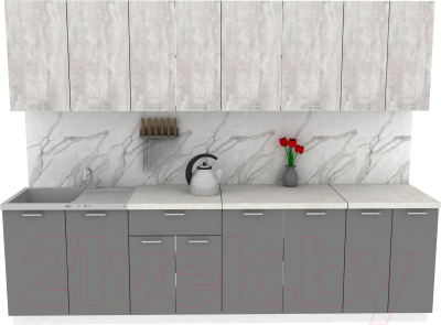 Кухонный гарнитур Eligard Lion 2.8 (ледяное дерево/дымчатый алмаз/королевский опал) - фото