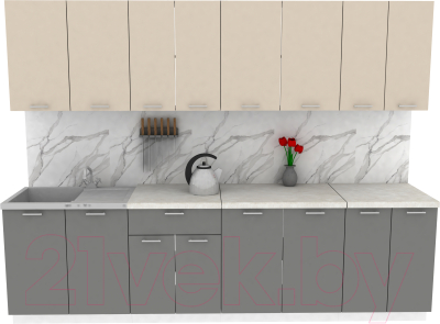 Кухонный гарнитур Eligard Lion 2.8 (персидский жемчуг/дымчатый алмаз/королевский опал) - фото