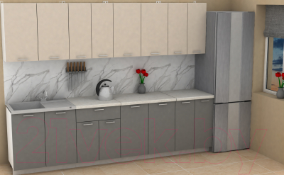 Кухонный гарнитур Eligard Lion 2.8 (персидский жемчуг/дымчатый алмаз/королевский опал)