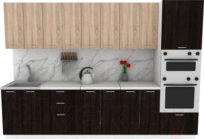 Кухонный гарнитур Eligard Lion 3.0 (дуб сонома/дуб марбург/королевский опал) - фото