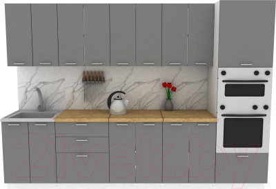 Кухонный гарнитур Eligard Lion 3.0 (дымчатый алмаз/дуб бунратти) - фото