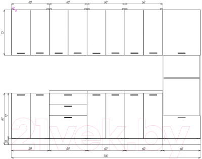 Кухонный гарнитур Eligard Lion 3.0 (дымчатый алмаз/дуб бунратти)