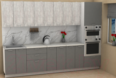 Кухонный гарнитур Eligard Lion 3.0 (ледяное дерево/дымчатый алмаз/королевский опал)