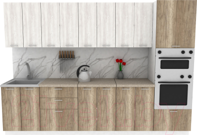 Кухонный гарнитур Eligard Lion 3.0 (сосна каньон/дуб каньон/малага) - фото