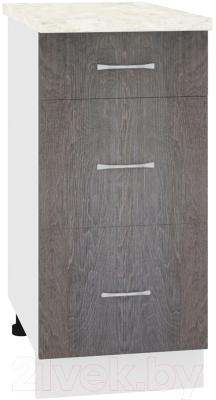 Шкаф-стол кухонный Кортекс-мебель Корнелия Лира НШ40р3ш (береза/дуб бунратти) - фото