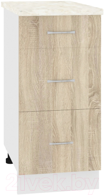 Шкаф-стол кухонный Кортекс-мебель Корнелия Лира НШ40р3ш (дуб сонома/дуб бунратти) - фото