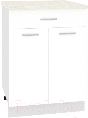 Шкаф-стол кухонный Кортекс-мебель Корнелия Лира НШ60р1ш (белый/дуб бунратти) - фото
