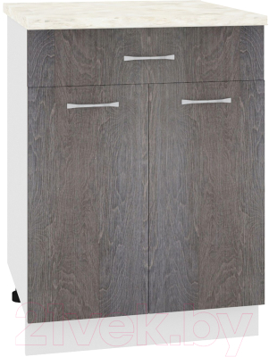 Шкаф-стол кухонный Кортекс-мебель Корнелия Лира НШ60р1ш (береза/дуб бунратти) - фото