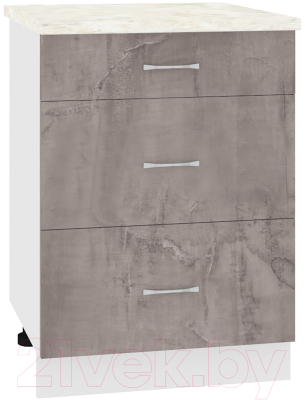 Шкаф-стол кухонный Кортекс-мебель Корнелия Лира НШ60р3ш (оникс/дуб бунратти) - фото