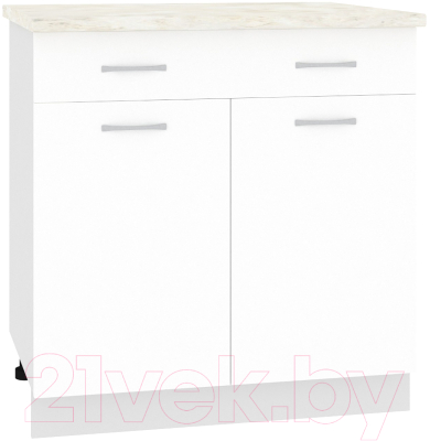 Шкаф-стол кухонный Кортекс-мебель Корнелия Лира НШ80р1ш (белый/дуб бунратти) - фото