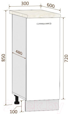 Шкаф-стол кухонный Кортекс-мебель Корнелия Лира НШ30р (береза/дуб бунратти)