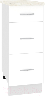 Шкаф-стол кухонный Кортекс-мебель Корнелия Лира НШ30р3ш (белый/дуб бунратти) - фото