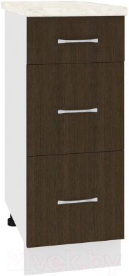 Шкаф-стол кухонный Кортекс-мебель Корнелия Лира НШ30р3ш (венге/дуб бунратти) - фото