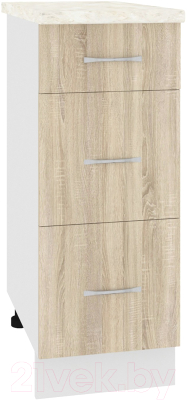 Шкаф-стол кухонный Кортекс-мебель Корнелия Лира НШ30р3ш (дуб сонома/дуб бунратти) - фото