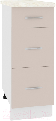 Шкаф-стол кухонный Кортекс-мебель Корнелия Лира НШ30р3ш (капучино/дуб бунратти) - фото