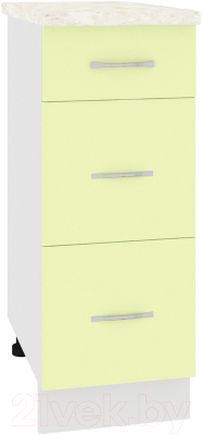 Шкаф-стол кухонный Кортекс-мебель Корнелия Лира НШ30р3ш (салатовый/дуб бунратти) - фото