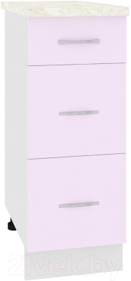 Шкаф-стол кухонный Кортекс-мебель Корнелия Лира НШ30р3ш (сирень/дуб бунратти) - фото