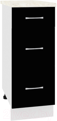 Шкаф-стол кухонный Кортекс-мебель Корнелия Лира НШ30р3ш (черный/дуб бунратти) - фото