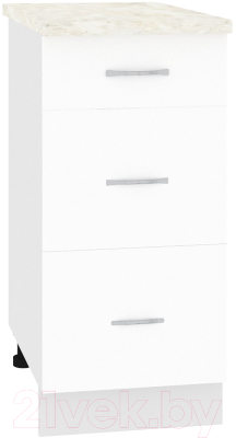 Шкаф-стол кухонный Кортекс-мебель Корнелия Лира НШ40р3ш (белый/дуб бунратти) - фото