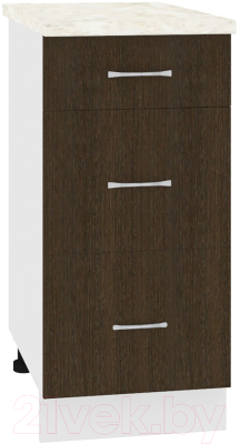 Шкаф-стол кухонный Кортекс-мебель Корнелия Лира НШ40р3ш (венге/дуб бунратти) - фото