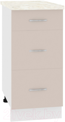 Шкаф-стол кухонный Кортекс-мебель Корнелия Лира НШ40р3ш (капучино/дуб бунратти) - фото